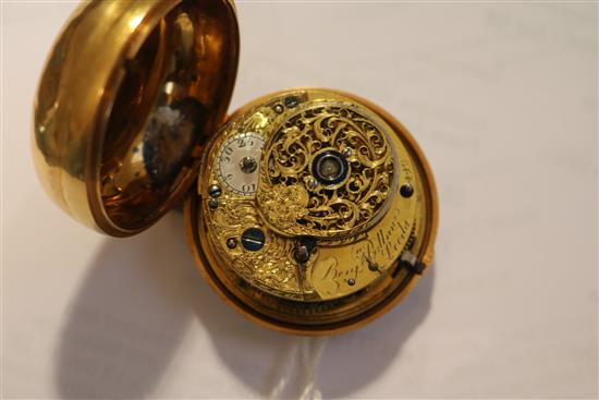 A gold pair cased repousse verge watch, Benjamin Pullan (II) Leeds, No.440, diameter 4.8cm